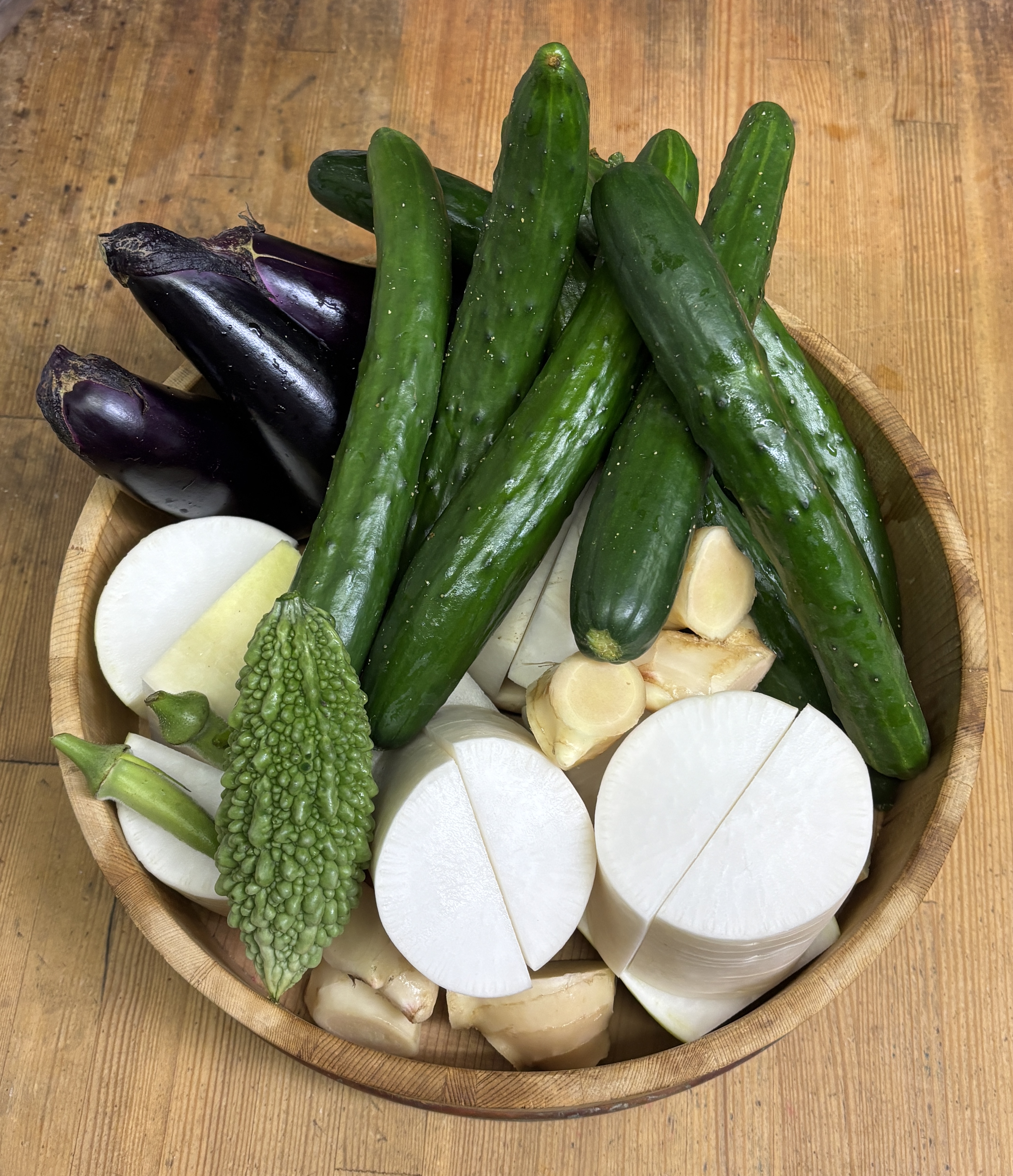 きゅうり、なす、大根など、ぬか漬けに使う野菜